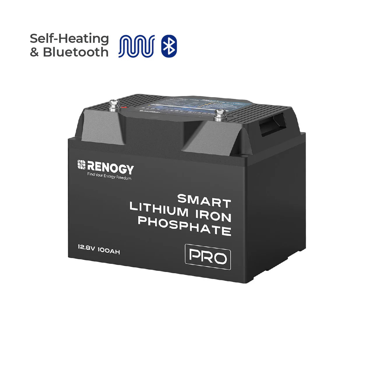 Pro - Renogy 12V 100Ah Smart Lithium Iron Phosphate Battery w/Bluetooth & Self-heating Function
