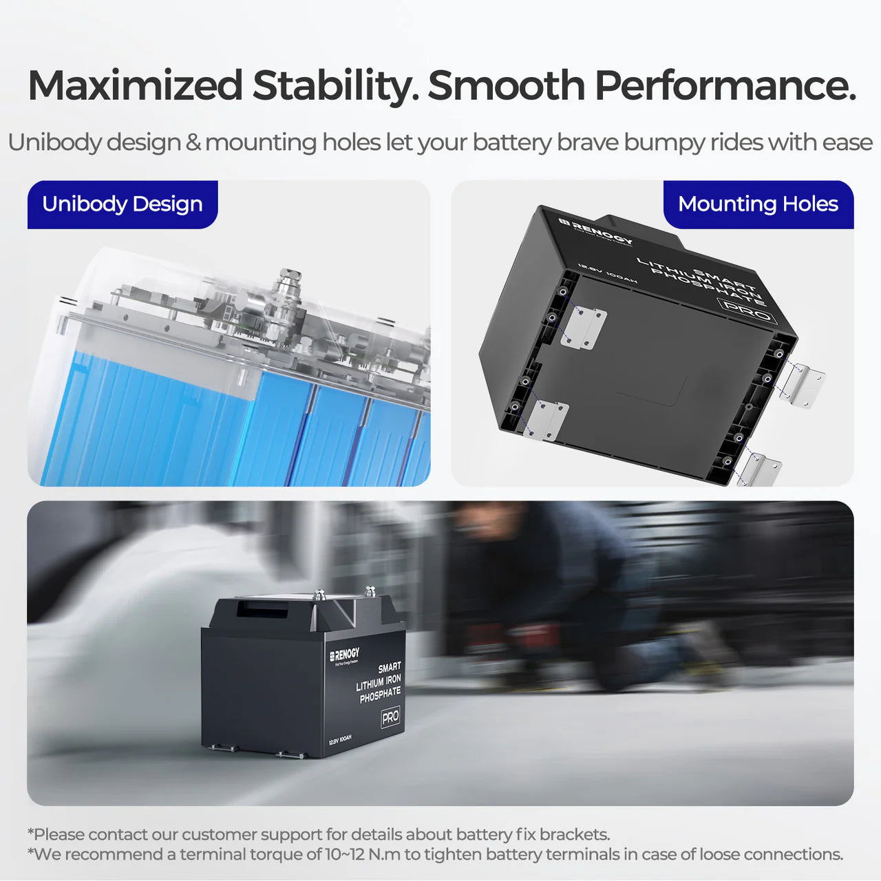Pro - Renogy 12V 100Ah Smart Lithium Iron Phosphate Battery w/Bluetooth & Self-heating Function