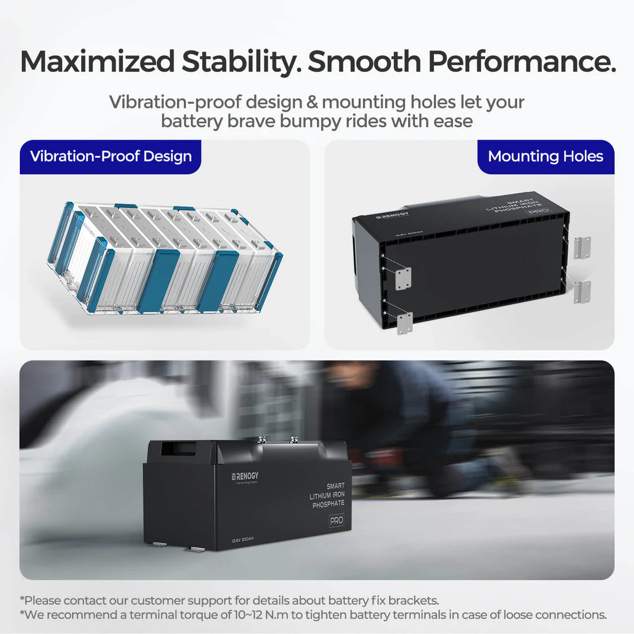 Pro - Renogy 12V 200Ah Smart Lithium Iron Phosphate Battery w/Bluetooth & Self-heating Function
